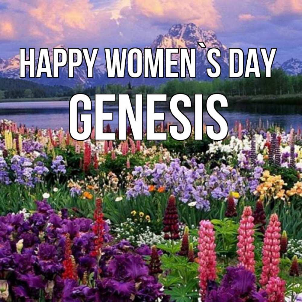 Greetings card с именем, Genesis happy women`s day международный женский день Greetings with text for free download 